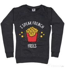 Bluza ADLER dama I speak french Negru melanj
