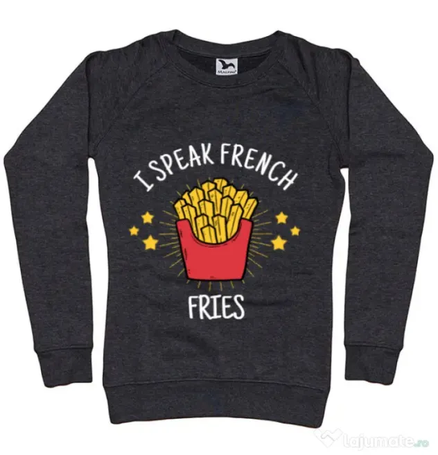 Bluza ADLER dama I speak french Negru melanj