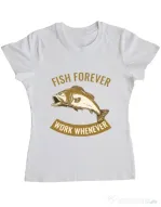 Tricou ADLER dama Fish forever Alb