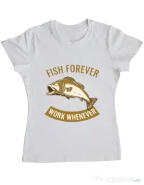 Tricou ADLER dama Fish forever Alb