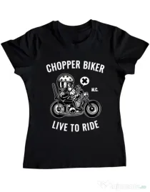 Tricou ADLER dama Chopper biker Negru