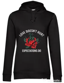 Hoodie dama cu gluga Love doesn’t hurt Negru