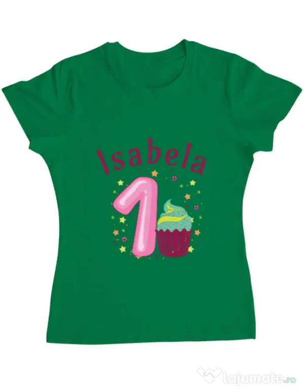 Tricou ADLER dama First Birthday Verde mediu