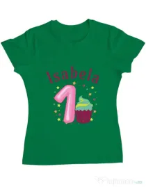 Tricou ADLER dama First Birthday Verde mediu