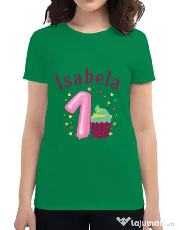 Tricou ADLER dama First Birthday Verde mediu