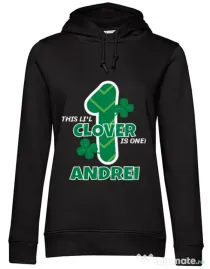 Hoodie dama cu gluga Little clover Negru