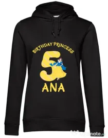 Hoodie dama cu gluga Birthday Princess Negru