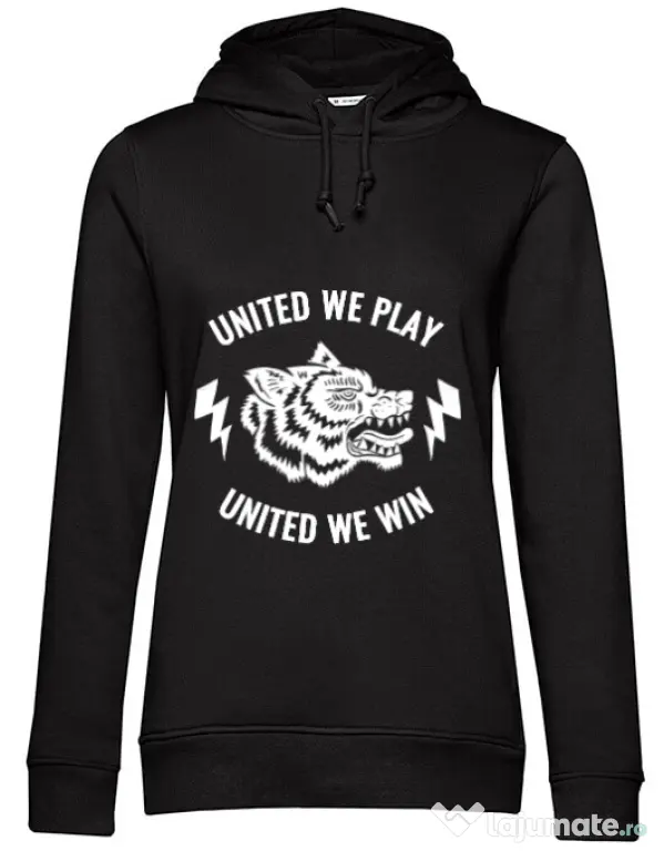 Hoodie dama cu gluga United we play Negru
