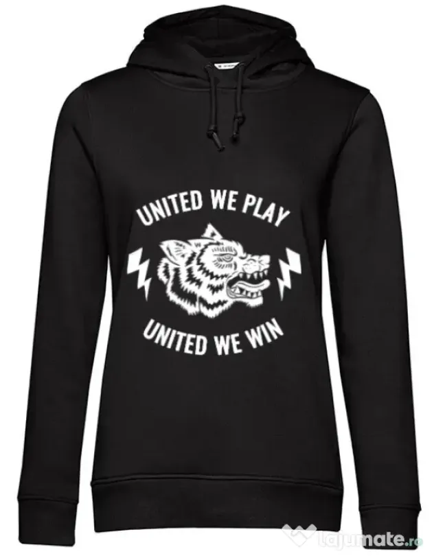 Hoodie dama cu gluga United we play Negru