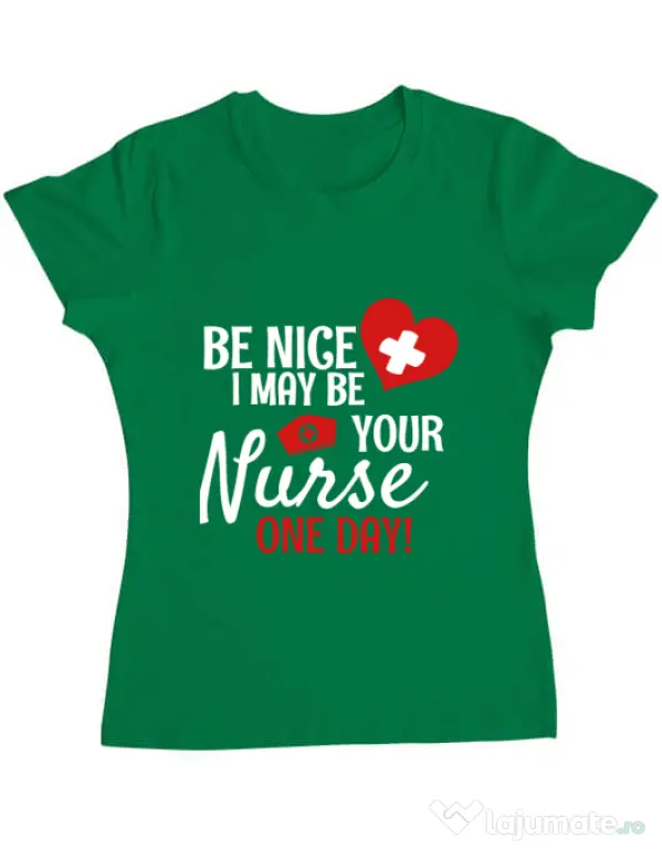 Tricou ADLER dama I may be your nurse Verde mediu