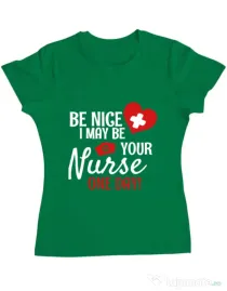 Tricou ADLER dama I may be your nurse Verde mediu