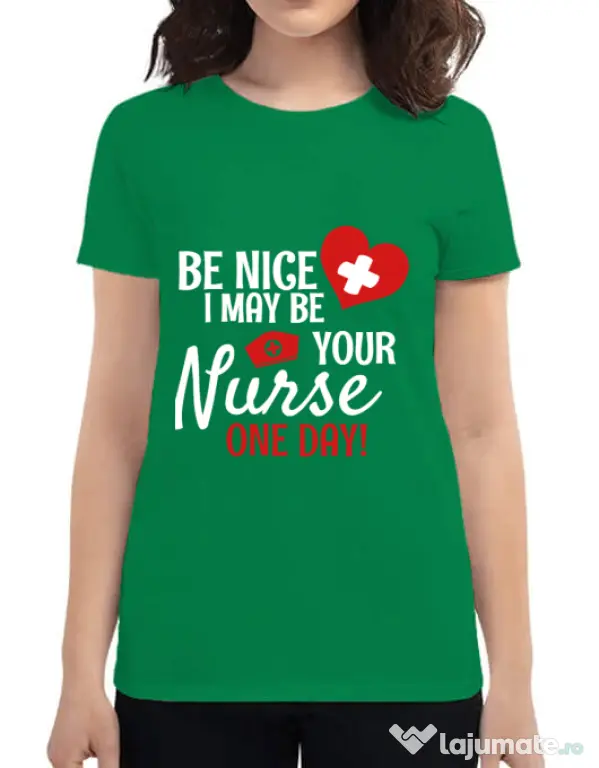 Tricou ADLER dama I may be your nurse Verde mediu