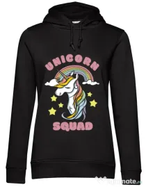 Hoodie dama cu gluga Unicorn squad Negru