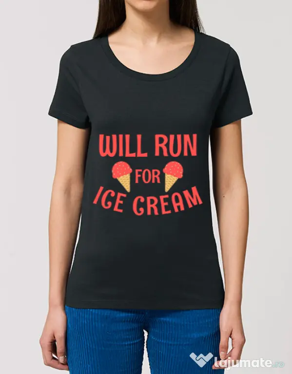 Tricou STANLEY STELLA dama Running for ice cream Negru