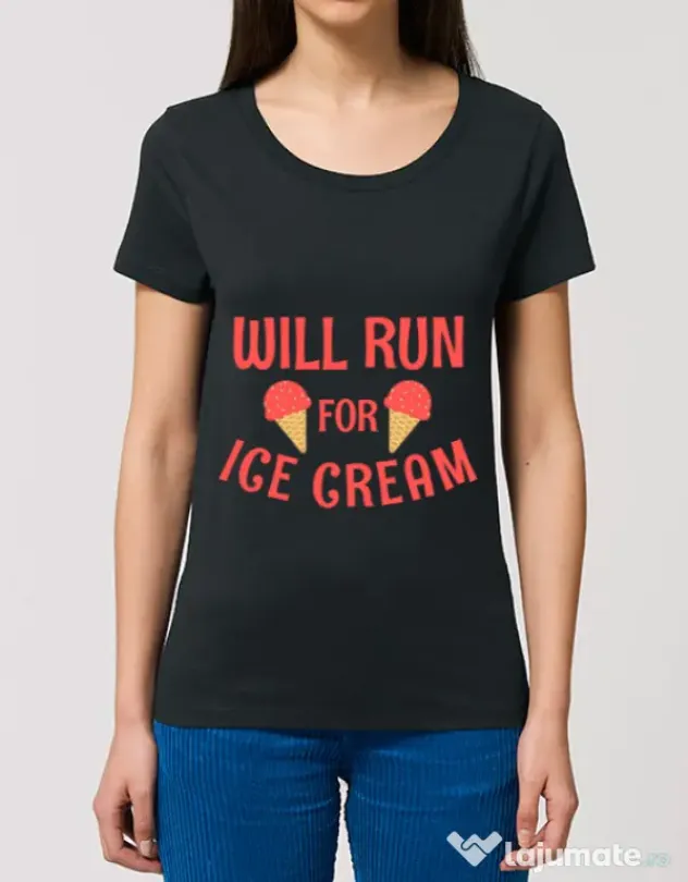 Tricou STANLEY STELLA dama Running for ice cream Negru