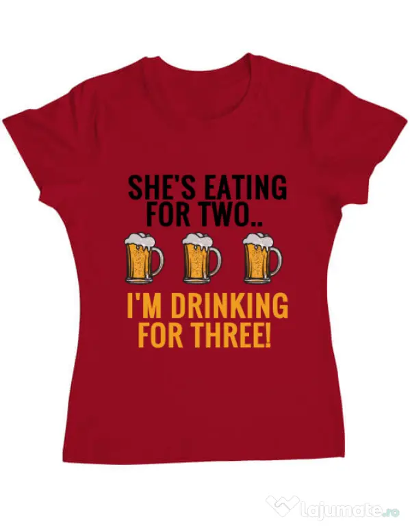 Tricou ADLER dama Drinking for three Rosu