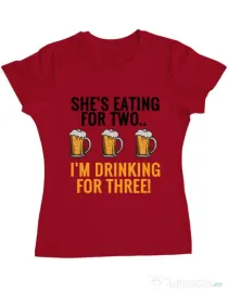 Tricou ADLER dama Drinking for three Rosu