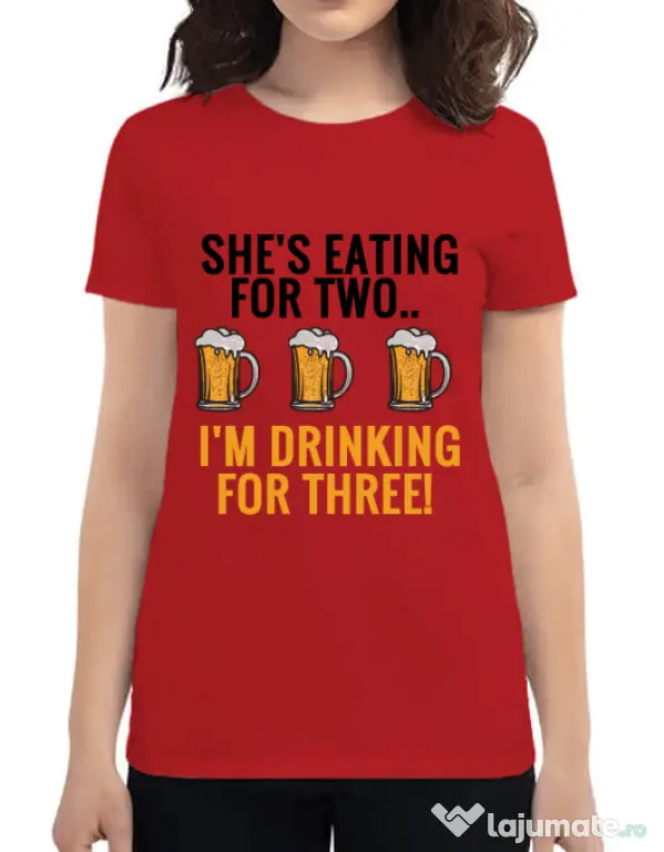 Tricou ADLER dama Drinking for three Rosu