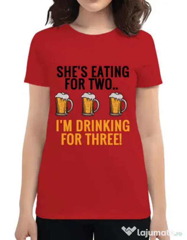 Tricou ADLER dama Drinking for three Rosu
