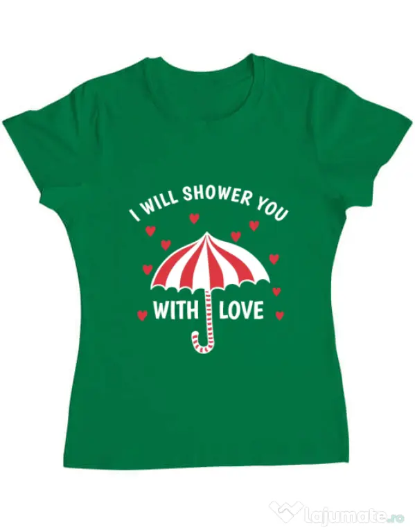 Tricou ADLER dama Raining love Verde mediu