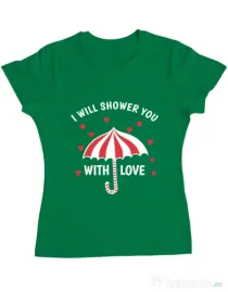 Tricou ADLER dama Raining love Verde mediu