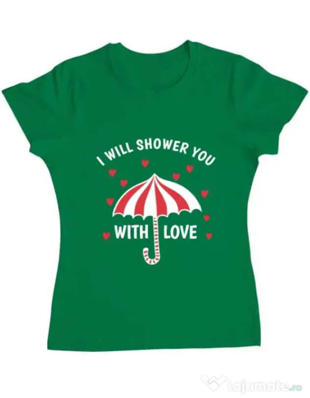 Tricou ADLER dama Raining love Verde mediu
