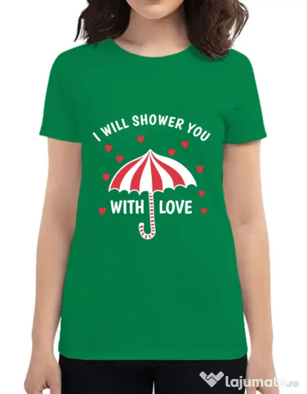Tricou ADLER dama Raining love Verde mediu
