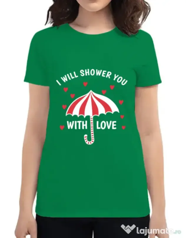 Tricou ADLER dama Raining love Verde mediu