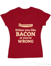 Tricou ADLER dama Bacon lover Rosu