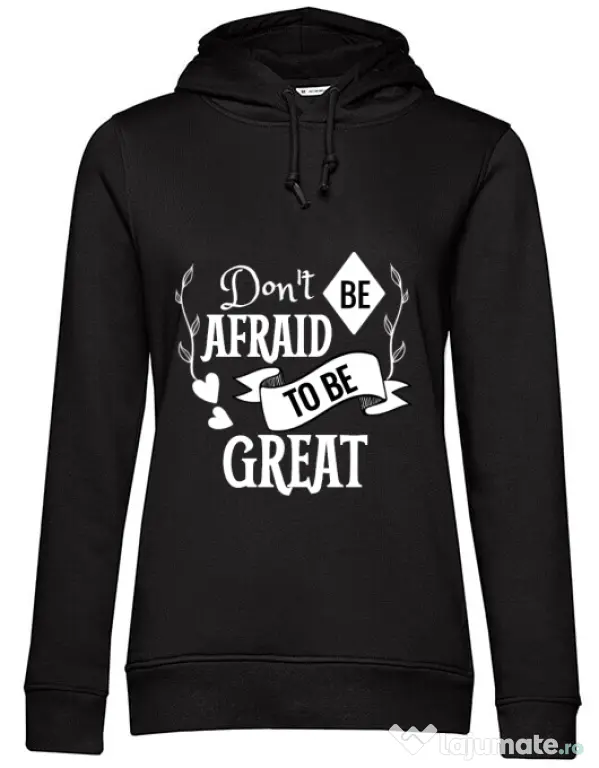 Hoodie dama cu gluga Be great Negru