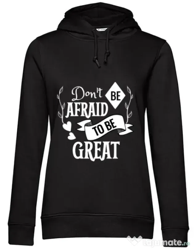 Hoodie dama cu gluga Be great Negru
