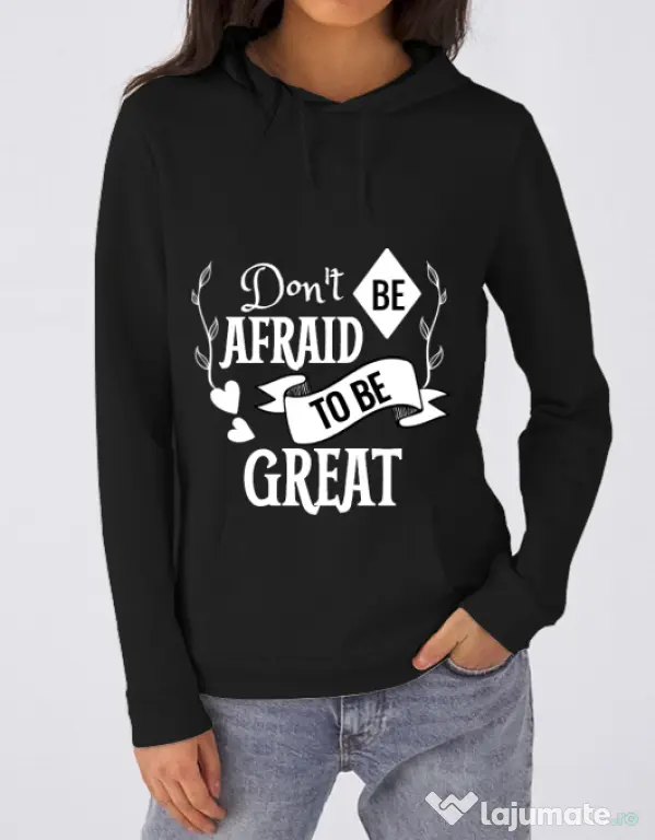 Hoodie dama cu gluga Be great Negru