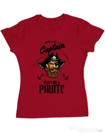 Tricou ADLER dama Play like a pirate Rosu