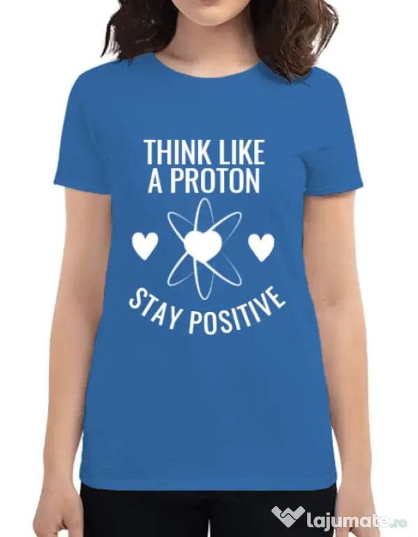 Tricou ADLER dama Stay positive Albastru azuriu