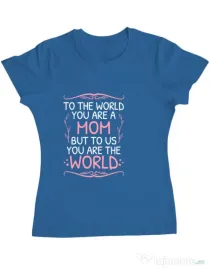 Tricou ADLER dama You are the world Albastru azuriu