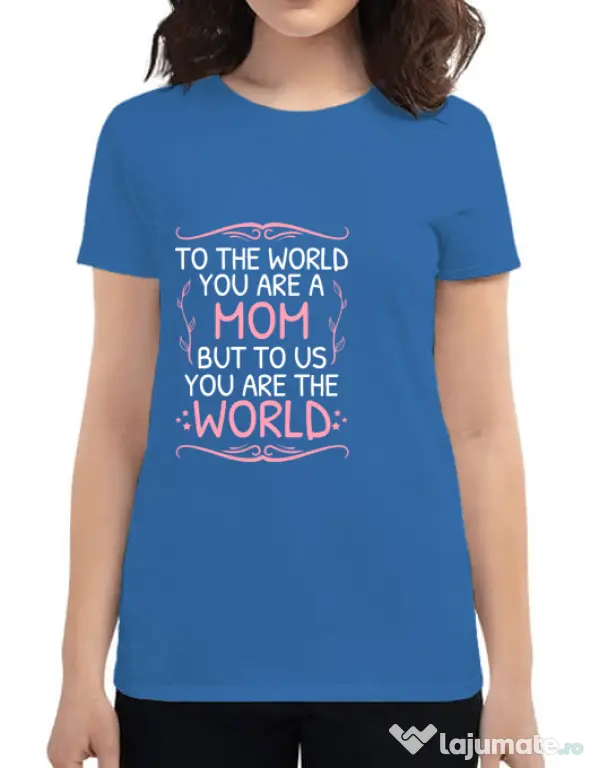 Tricou ADLER dama You are the world Albastru azuriu