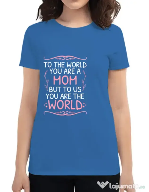 Tricou ADLER dama You are the world Albastru azuriu