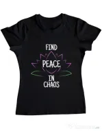 Tricou ADLER dama Find peace Negru