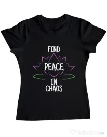 Tricou ADLER dama Find peace Negru