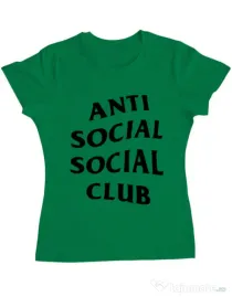 Tricou ADLER dama Anti social Club Verde mediu