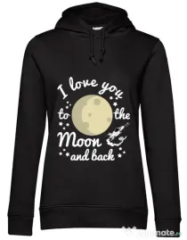Hoodie dama cu gluga To the moon and back Negru