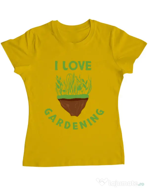 Tricou ADLER dama I love gardening Galben