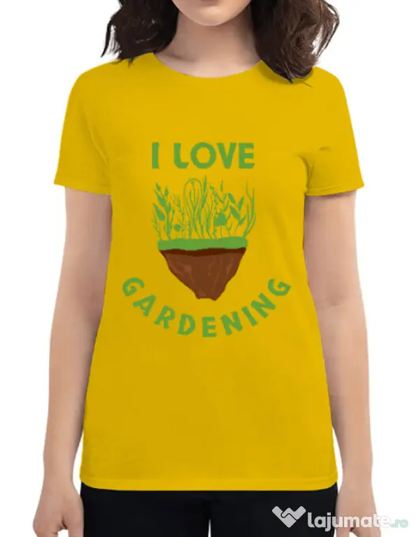 Tricou ADLER dama I love gardening Galben