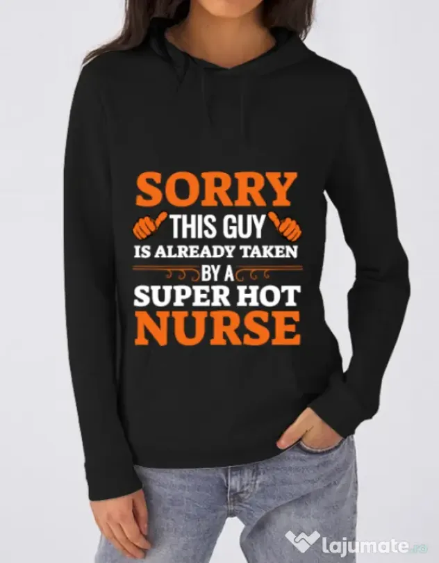 Hoodie dama cu gluga This guy is taken Negru