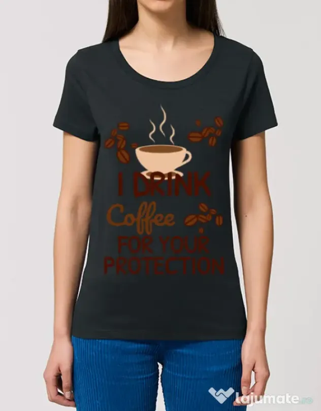 Tricou STANLEY STELLA dama Coffee for protection Negru