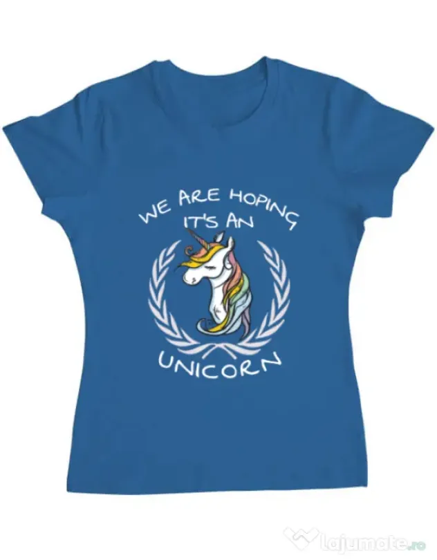 Tricou ADLER dama Hoping for an unicorn Albastru azuriu