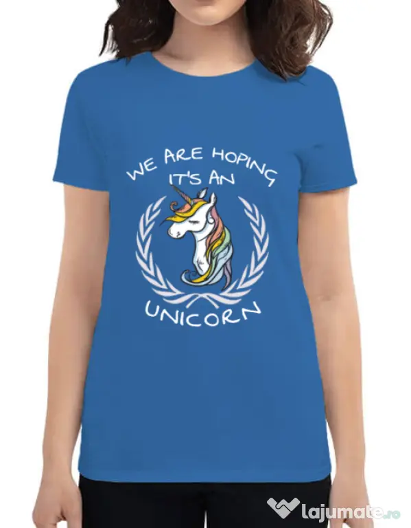 Tricou ADLER dama Hoping for an unicorn Albastru azuriu
