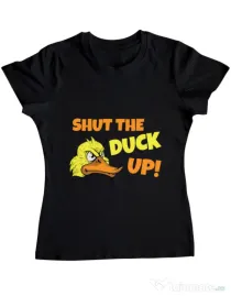 Tricou ADLER dama Shut the duck up Negru