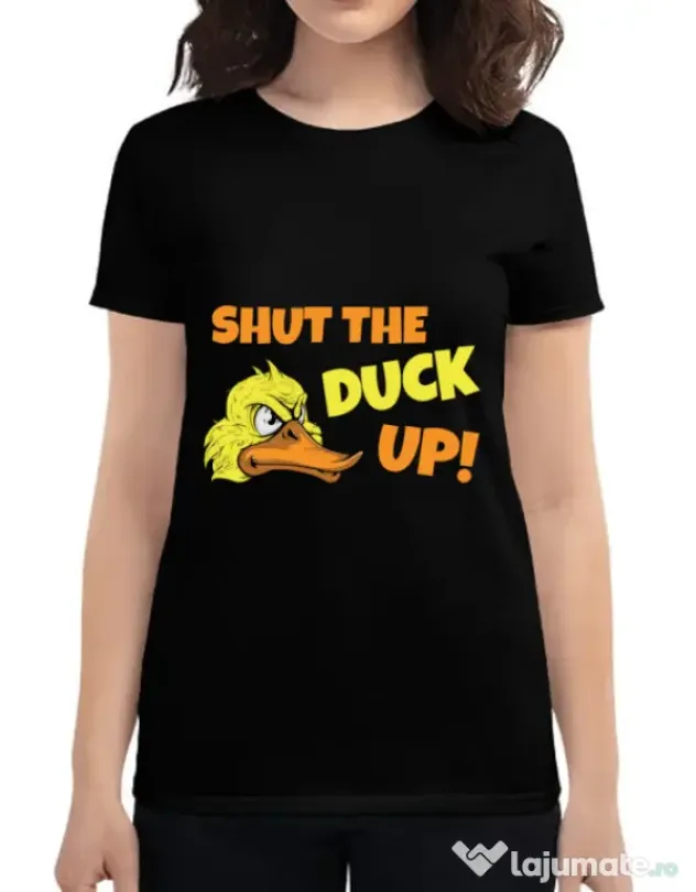Tricou ADLER dama Shut the duck up Negru