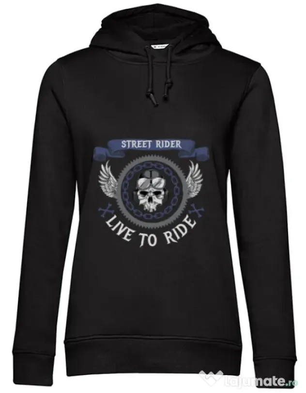 Hoodie dama cu gluga Street rider Negru